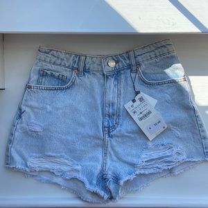ZARA high waist cut-off denim shorts